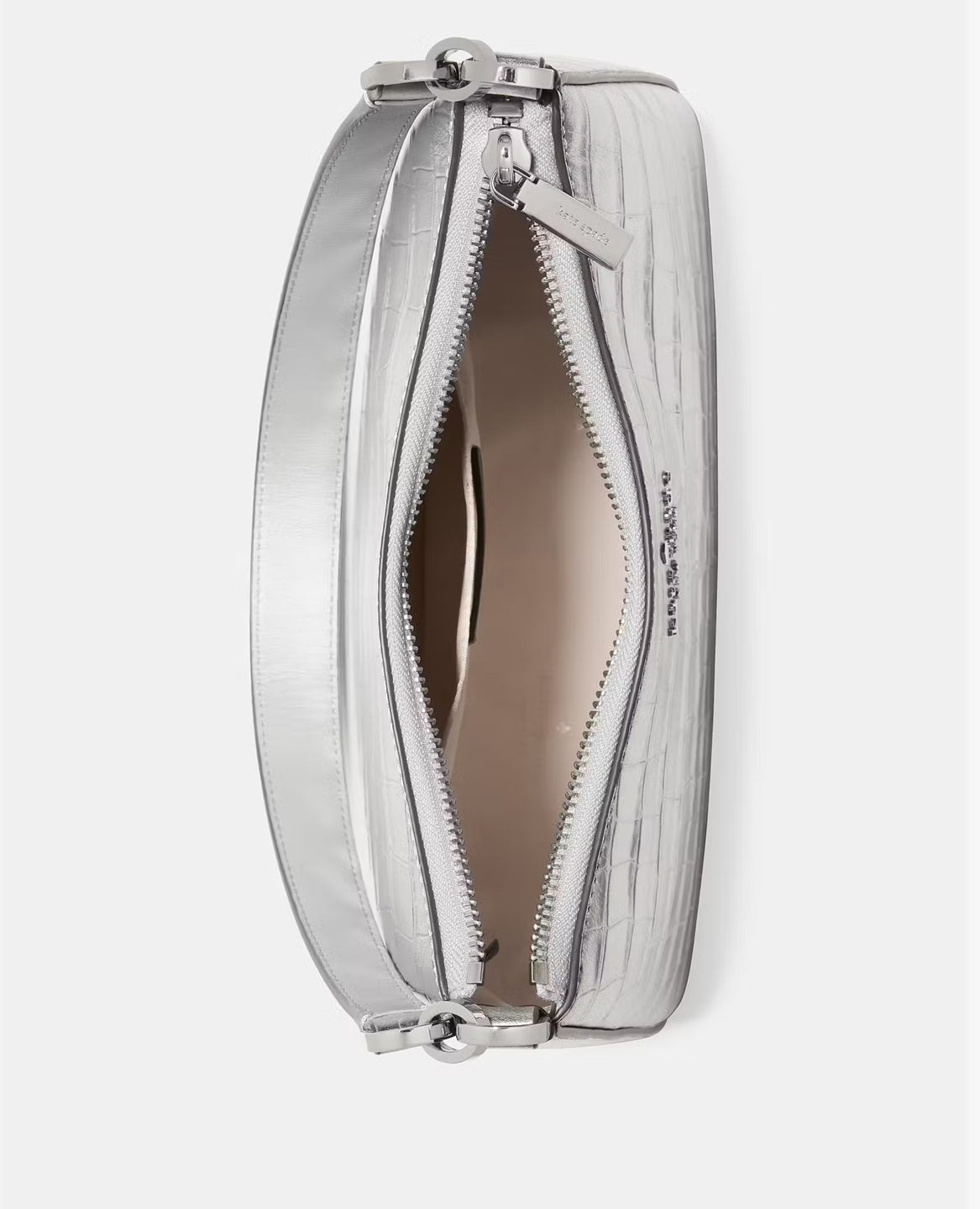 Margot Metallic Croc Embossed Convertible Shoulder Bag Silver Kate Spade