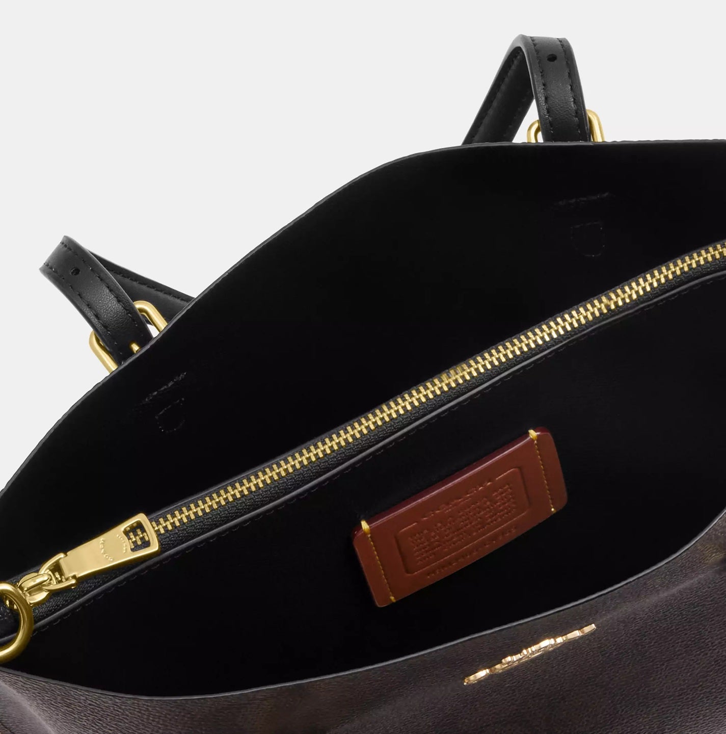 Mollie Tote Bag 25 In Signature Canvas Walnut Black Coach