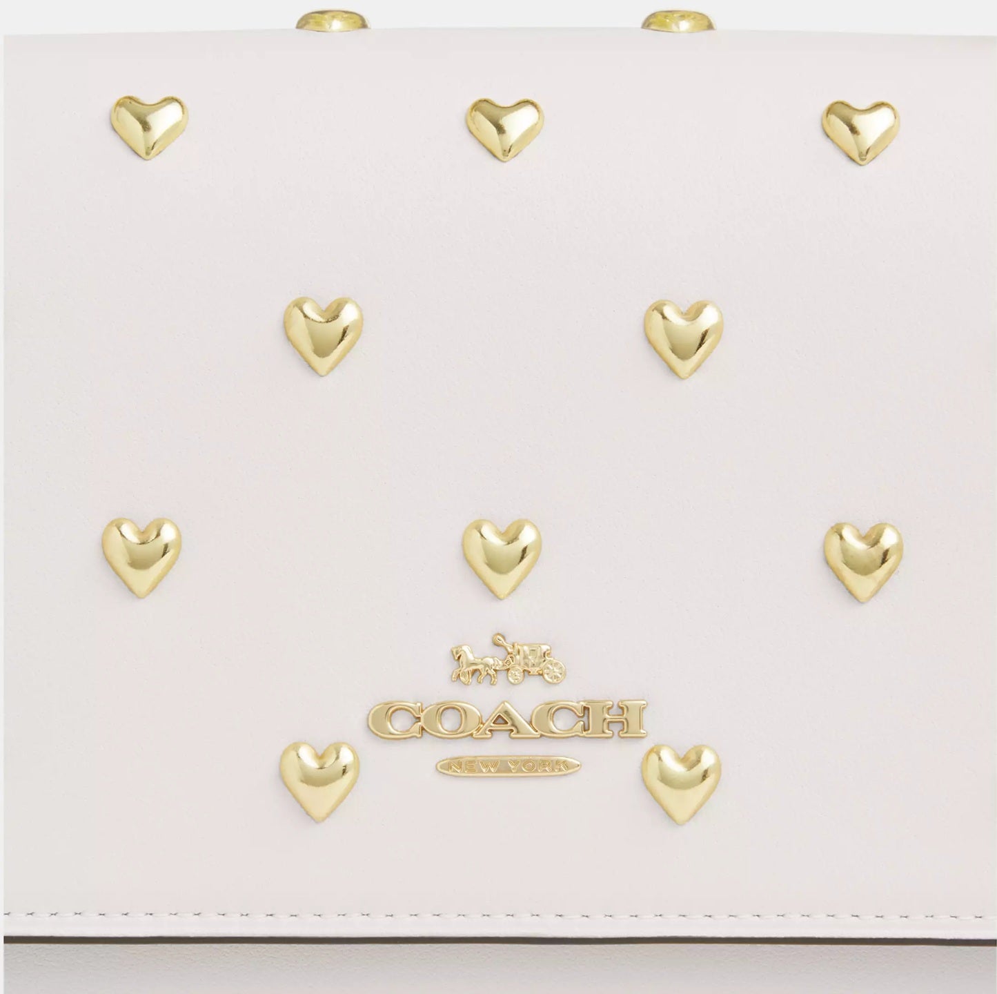 Klare Crossbody Bag With Heart Rivets Gold Chalk Coach