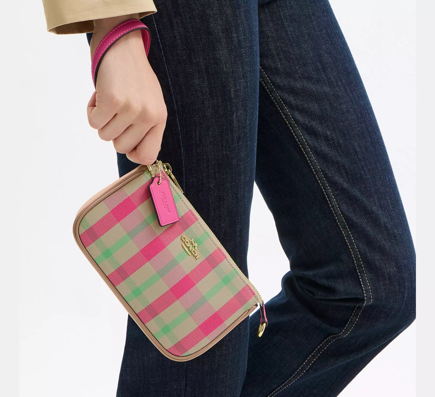 Nolita 19 With Plaid Print Pink Multi Bag Coach