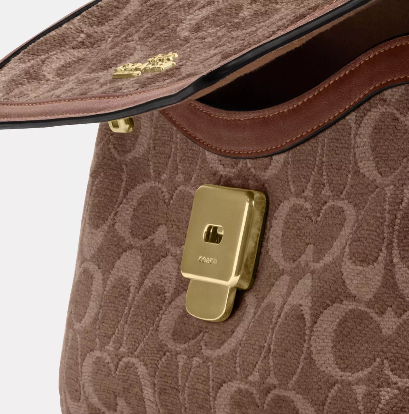 Etta Small Flap Shoulder Bag In Signature Chenille Vintage Brown Coach