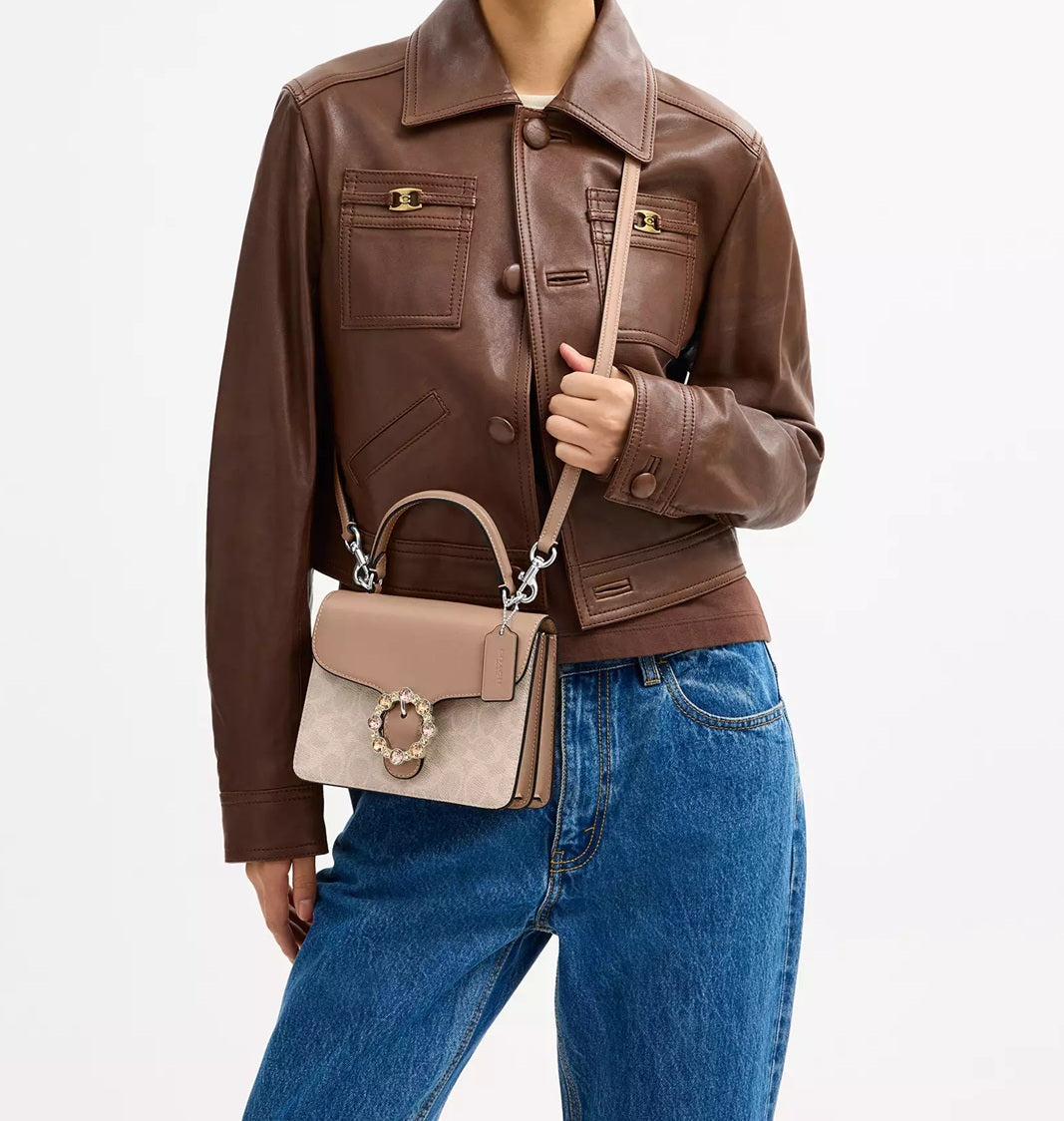 Courtney Top Handle Bag In Signature Canvas Silver Coach