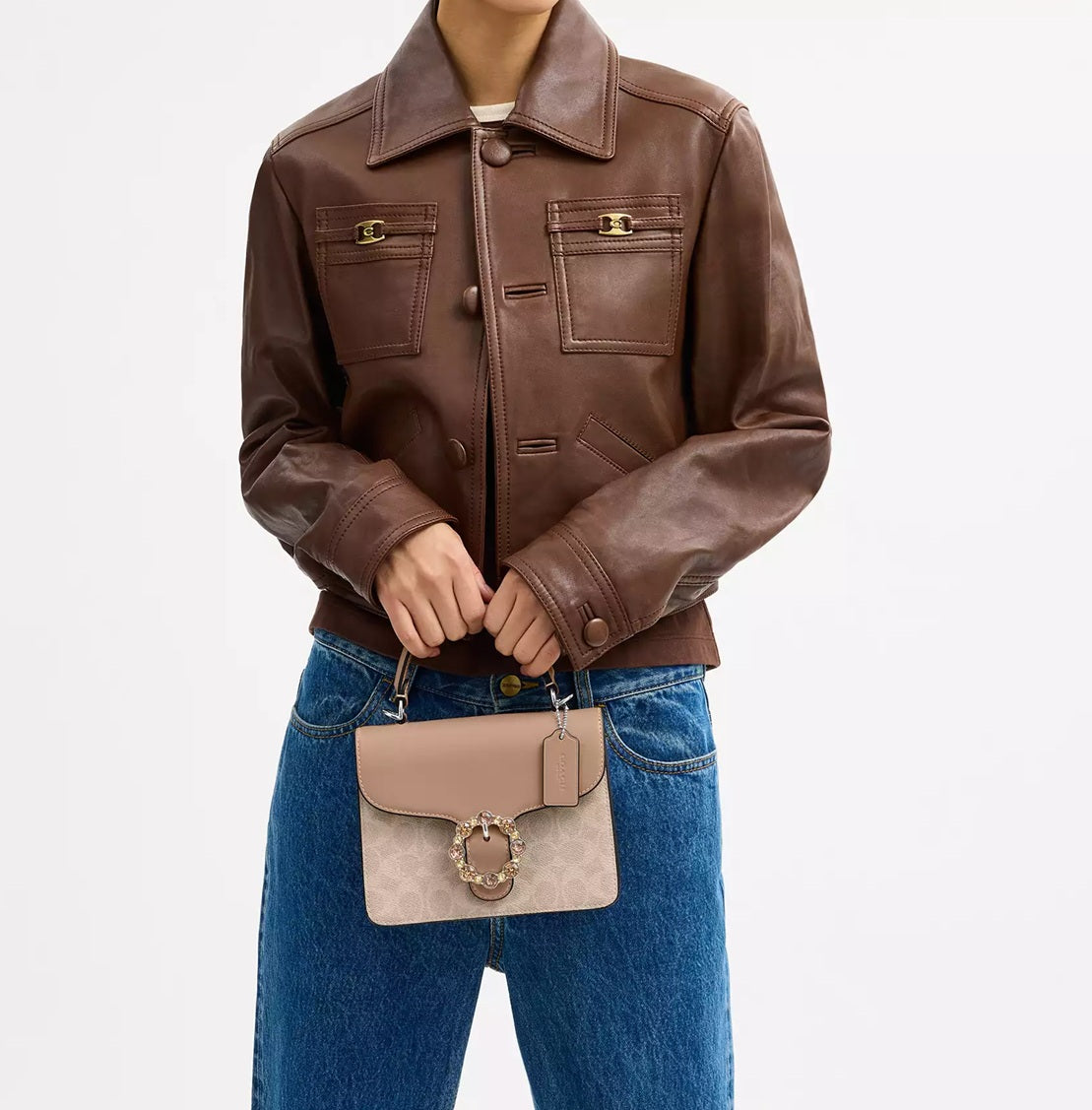 Courtney Top Handle Bag In Signature Canvas Silver Coach