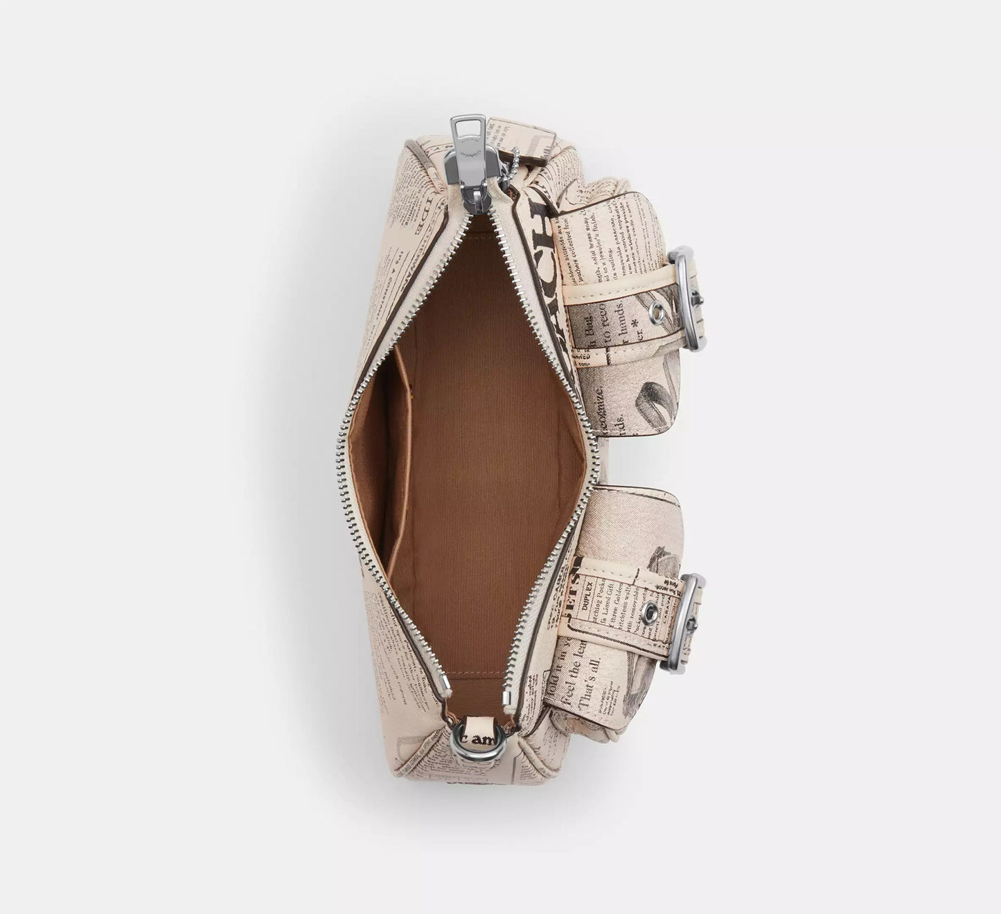 Ashton Shoulder Bag With Newspaper Print Chalk Multi Coach