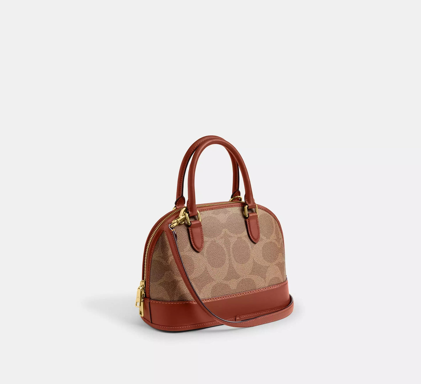 Sabrina Satchel Bag In Signature Canvas Tan Caramel Coach