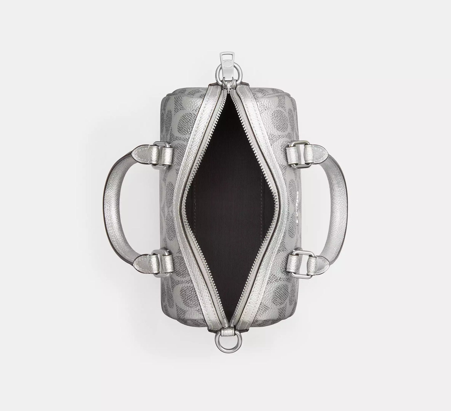 Boxed Mini Rowan Crossbody Bag And Mirror Bag Charm Set In Signature Canvas Silver Coach