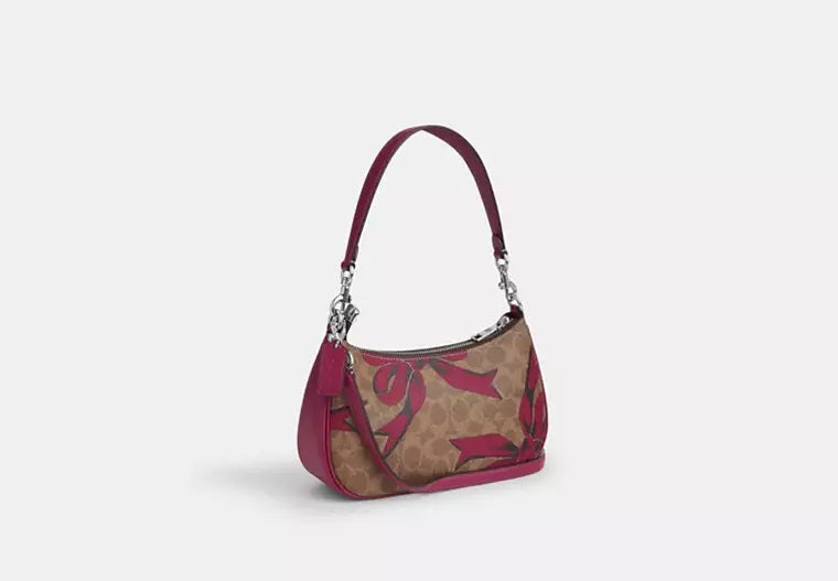 Teri Shoulder Bag In Signature Canvas With Bow Print Black Coach