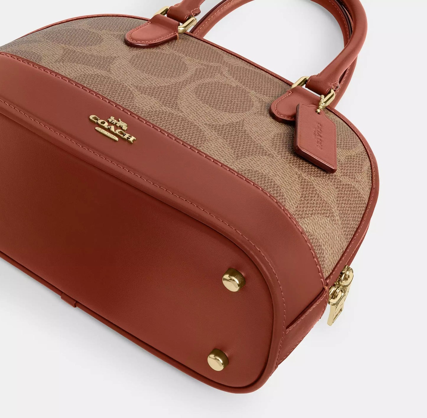 Sabrina Satchel Bag In Signature Canvas Tan Caramel Coach