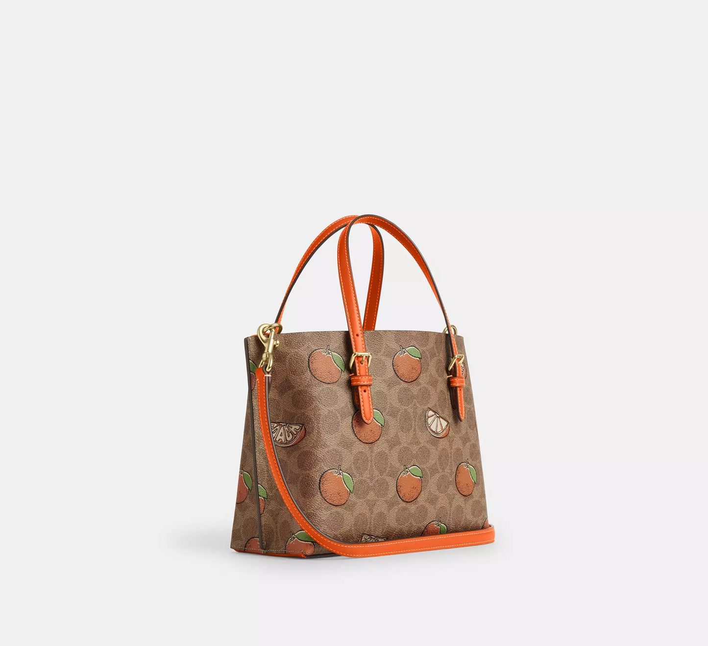 Mollie Tote Bag 25 In Signature Canvas With Orange Print Tan Multi Coach