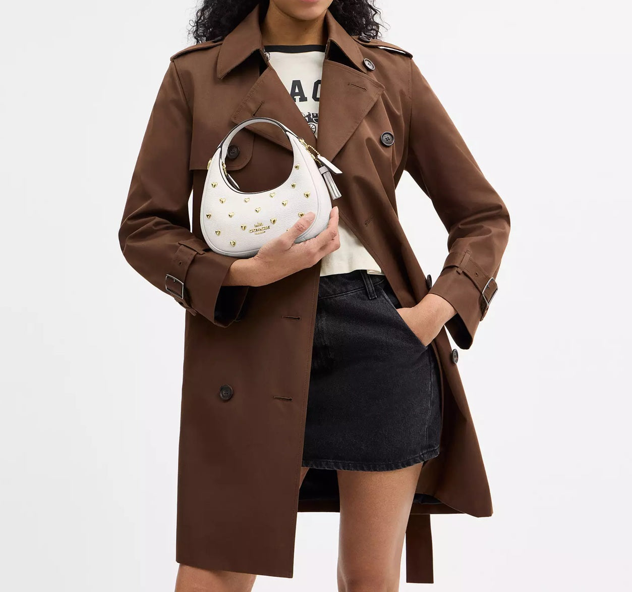 Carmen Mini Crossbody Bag With Heart Rivets Gold Chalk Coach