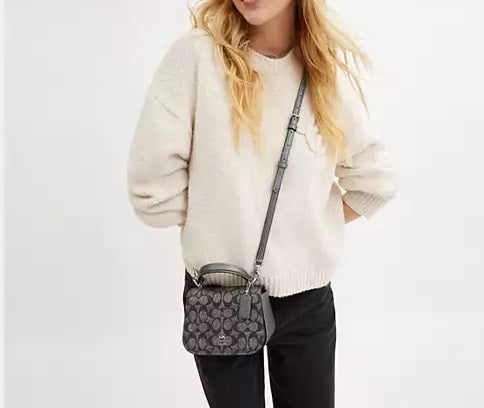 Lysa Top Handle Bag In Signature Canvas Gunmetal Coach