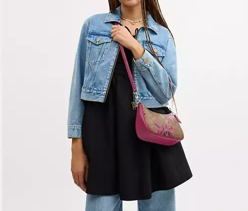 Teri Shoulder Bag In Signature Canvas With Bow Print Black Coach