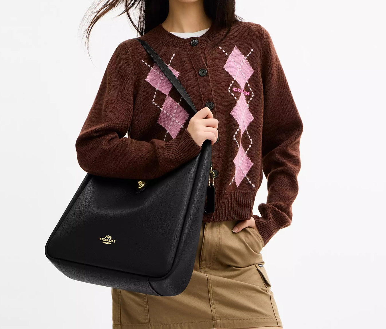 Hadley Large Shoulder Bag Black Coach