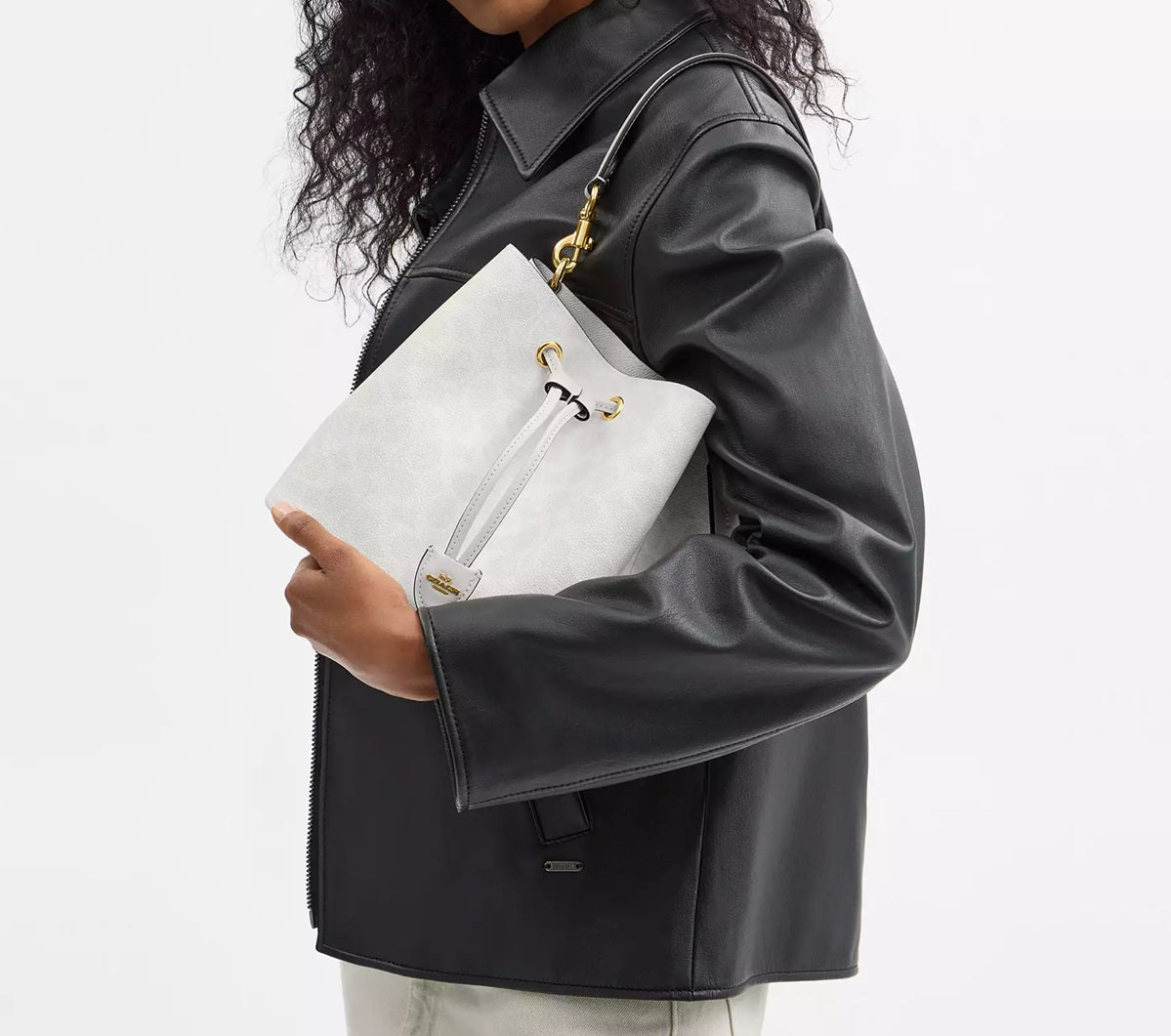 Rowan Bucket Bag In Signature Canvas White Chalk Coach