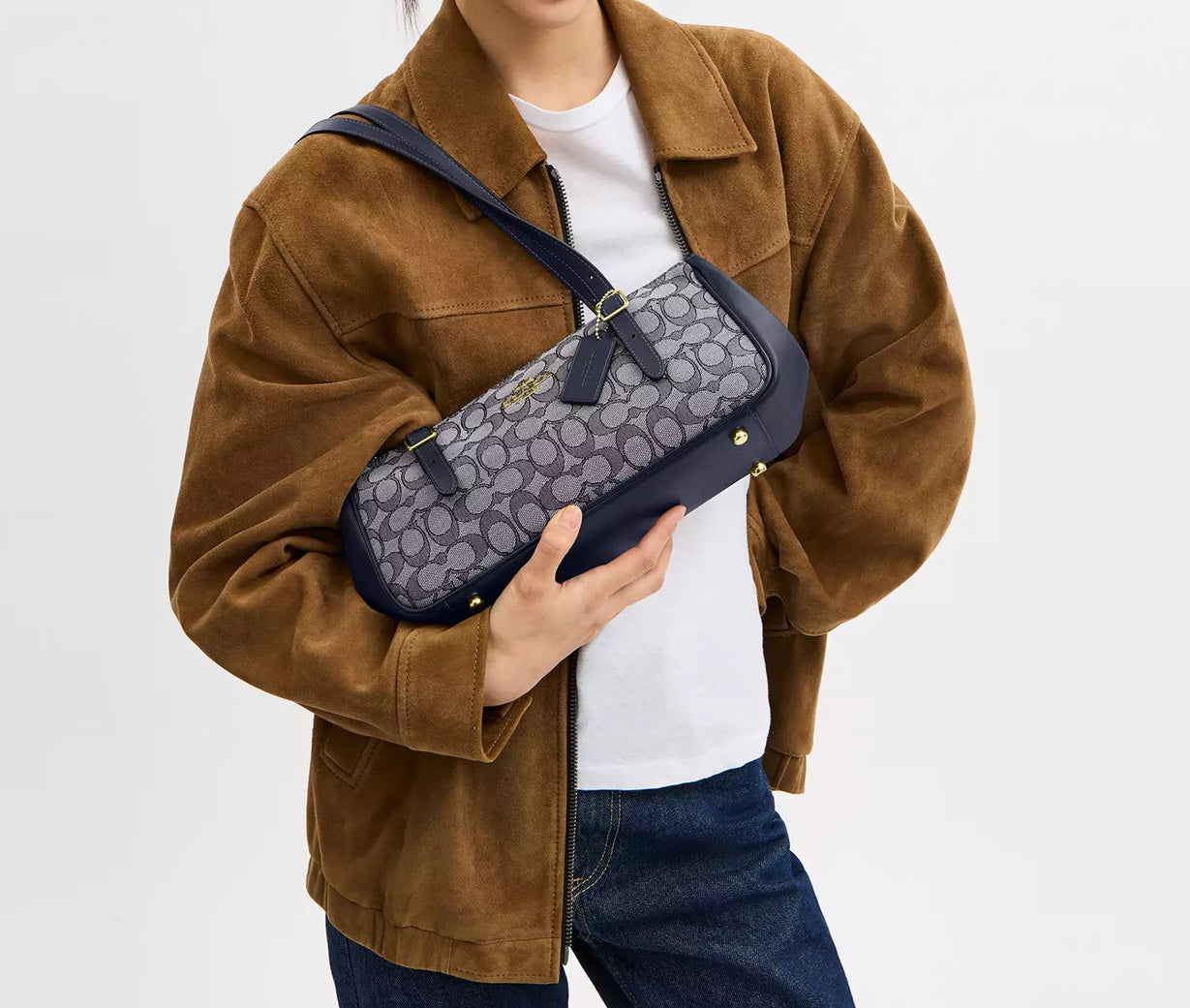 Asher Shoulder Bag In Signature Jacquard Midnight Navy Coach