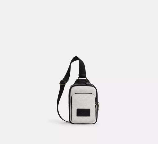 Racer Sling Pack In Signature Canvas Bag Chalk Black Coach