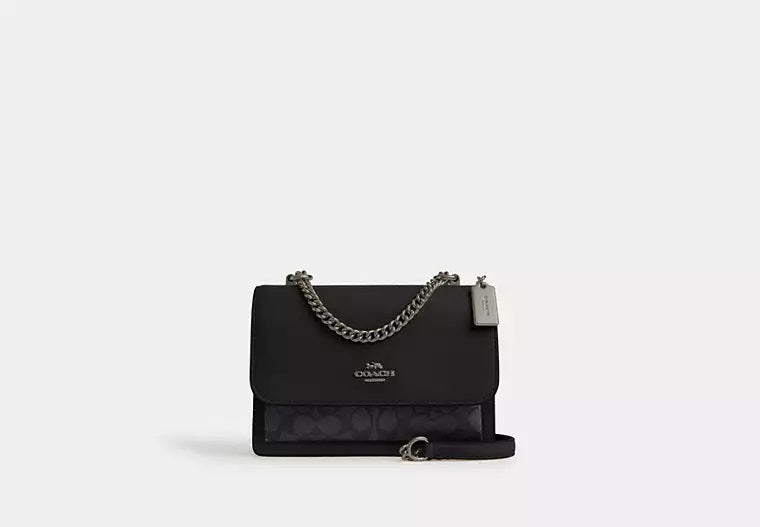 Klare Crossbody Bag In Signature Canvas Charcoal Black Coach