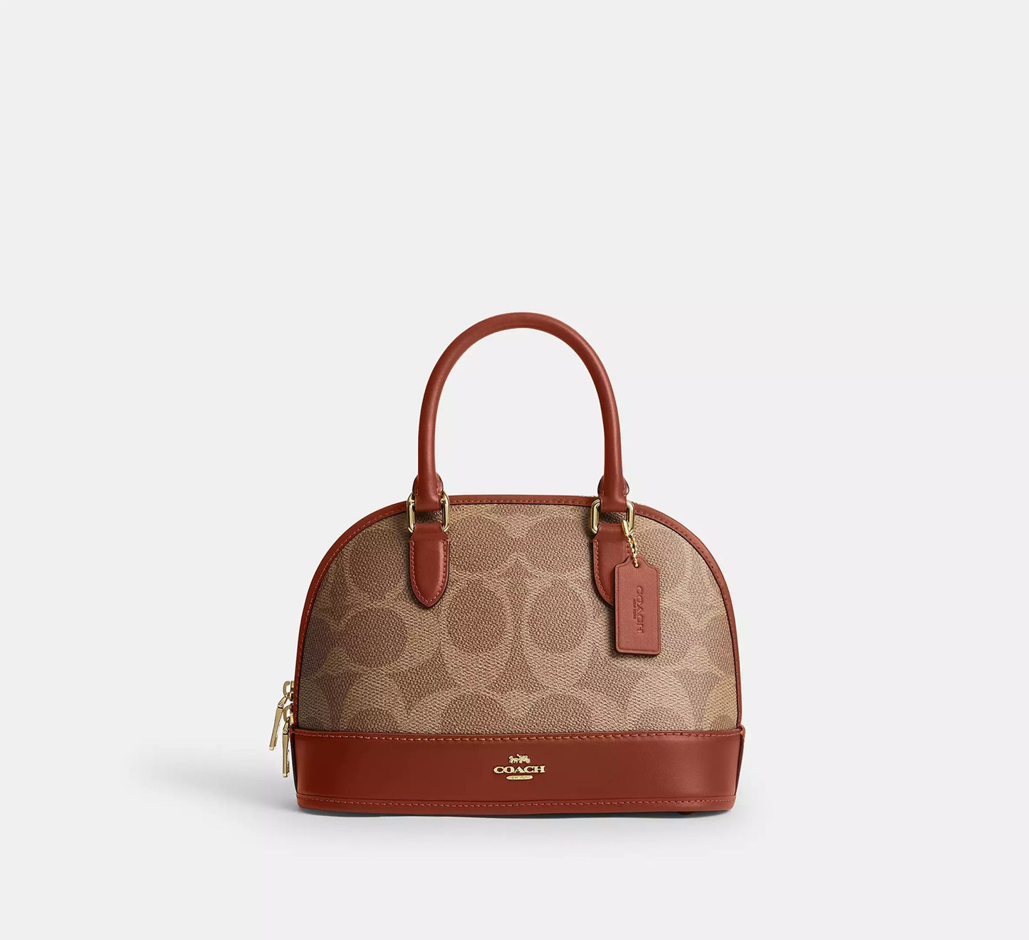 Sabrina Satchel Bag In Signature Canvas Tan Caramel Coach