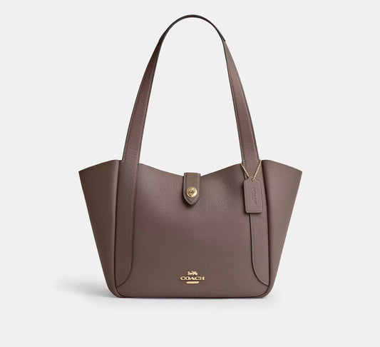 Hadley Turnlock Tote Bag Dark Stone Coach