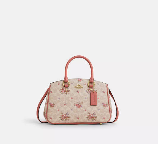 Savannah Small Carryall Bag In Signature Canvas With Floral Print Sand Multi Coach