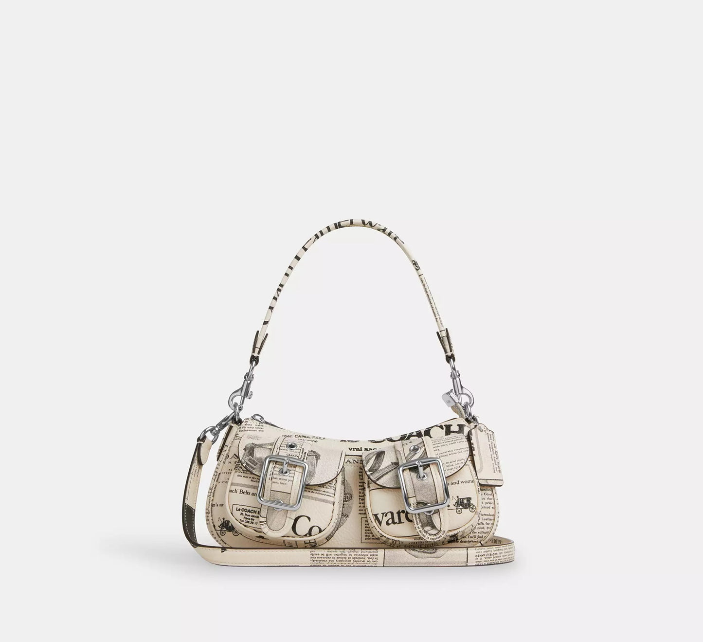 Ashton Shoulder Bag With Newspaper Print Chalk Multi Coach