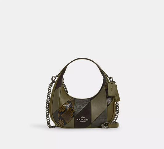 Carmen Mini Crossbody Bag With Patchwork Gunmetal Olive Coach