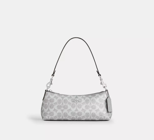 Charlotte Shoulder Bag In Signature Canvas Silver Coach