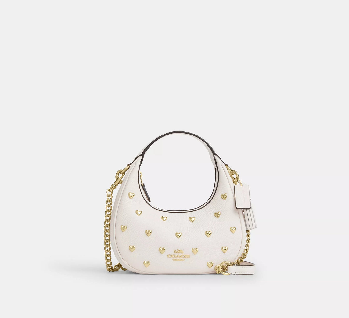 Carmen Mini Crossbody Bag With Heart Rivets Gold Chalk Coach