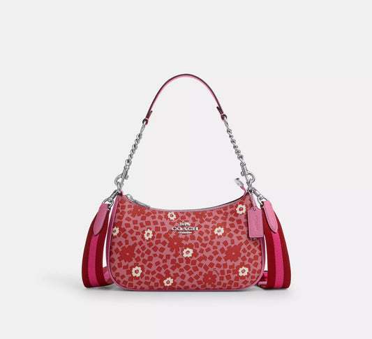 Teri Shoulder Bag With Floral Print Pink Multi Coach