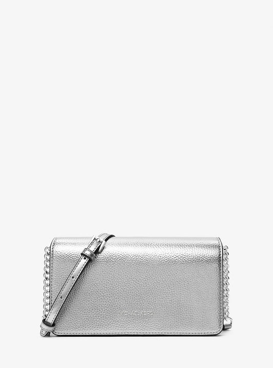Jet Set Medium Metallic Crossbody Bag Silver Michael Kors