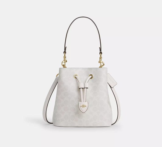 Rowan Bucket Bag In Signature Canvas White Chalk Coach