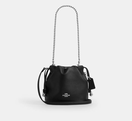Faye Mini Drawstring Bag With Ruching Black Coach