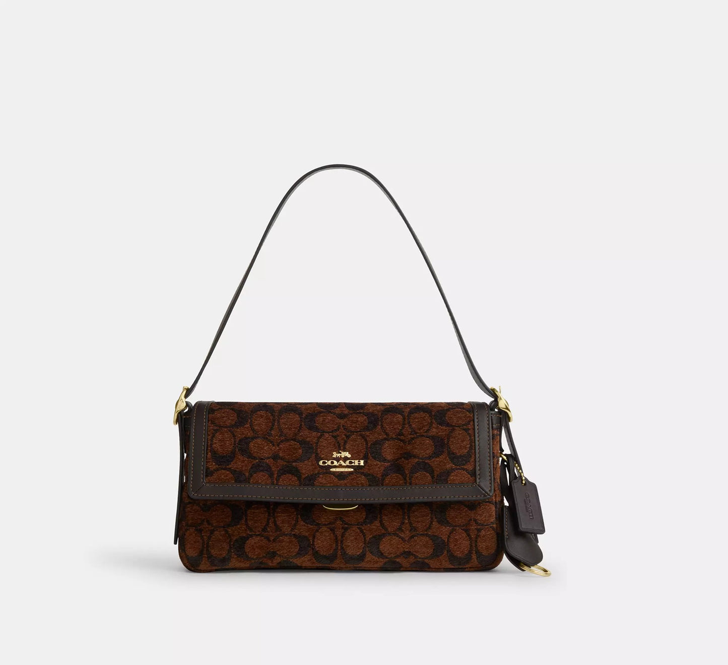 Etta Small Flap Shoulder Bag In Signature Chenille Truffle Coach