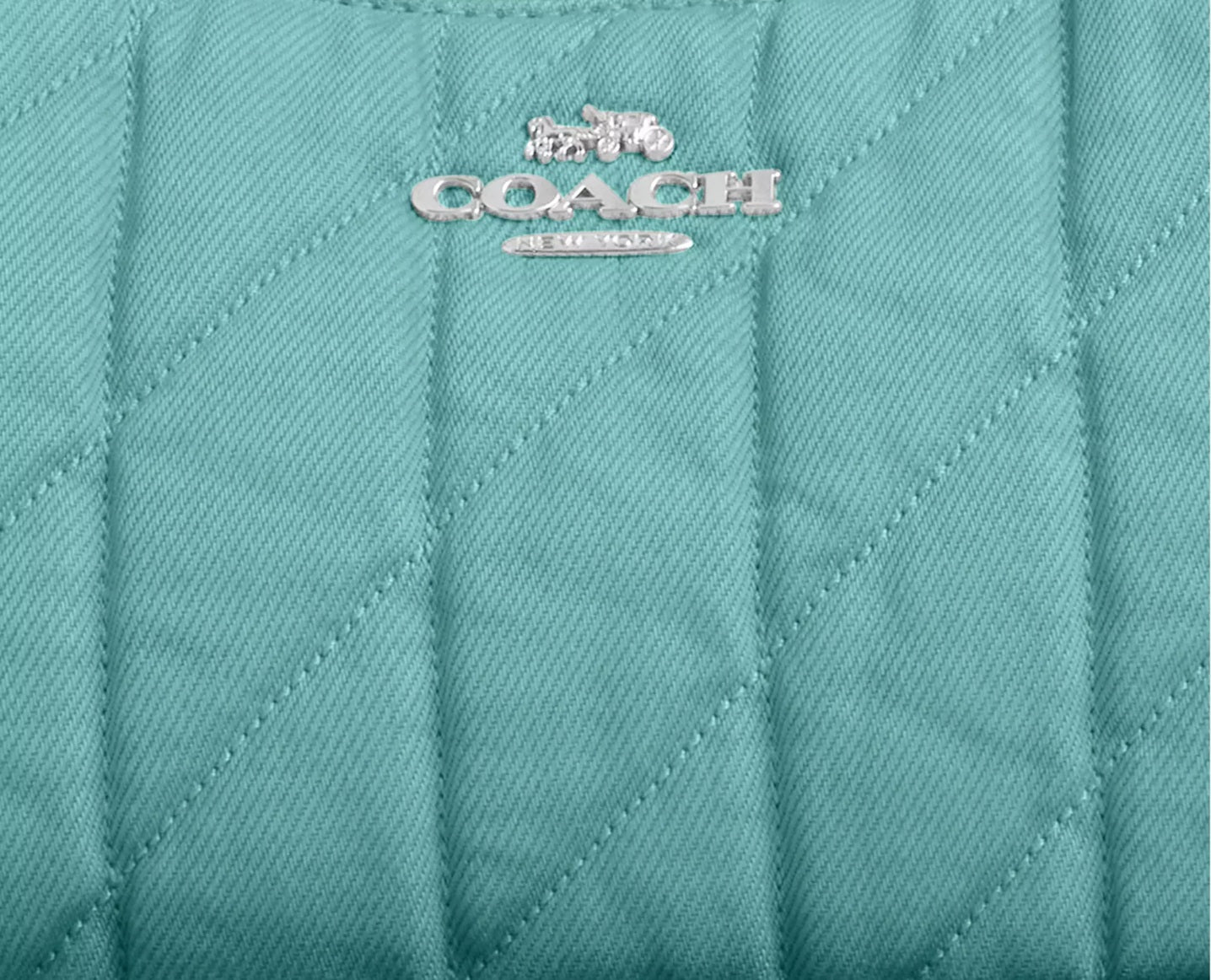 Teri Shoulder Bag Quilted Denim Green Coach