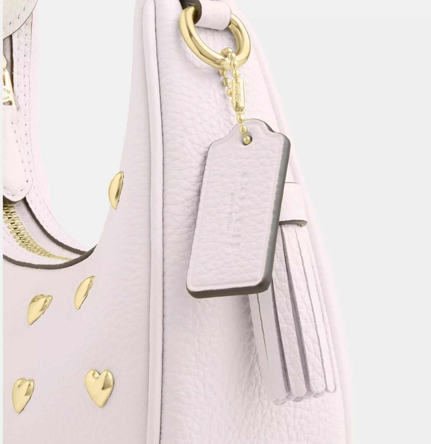 Carmen Mini Crossbody Bag With Heart Rivets Gold Chalk Coach