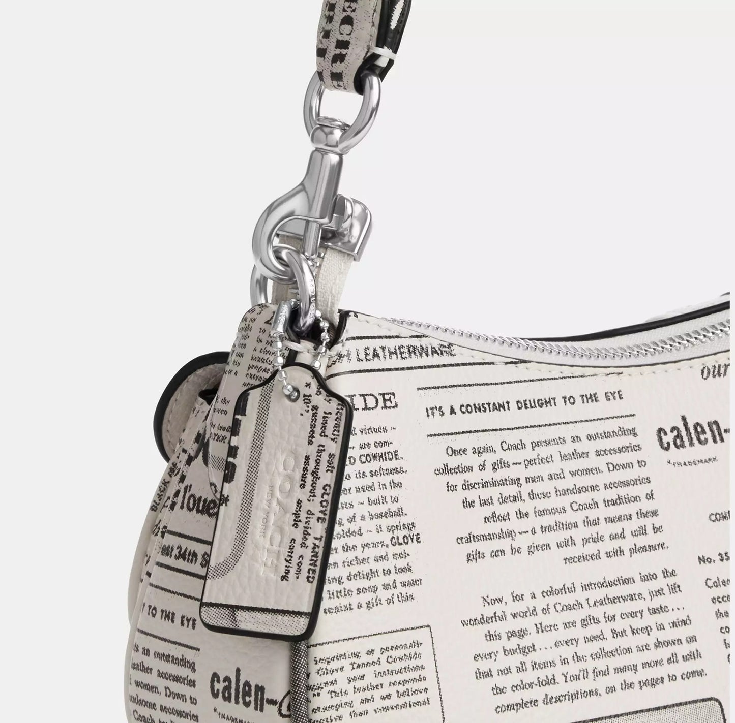 Ashton Shoulder Bag With Newspaper Print Chalk Multi Coach