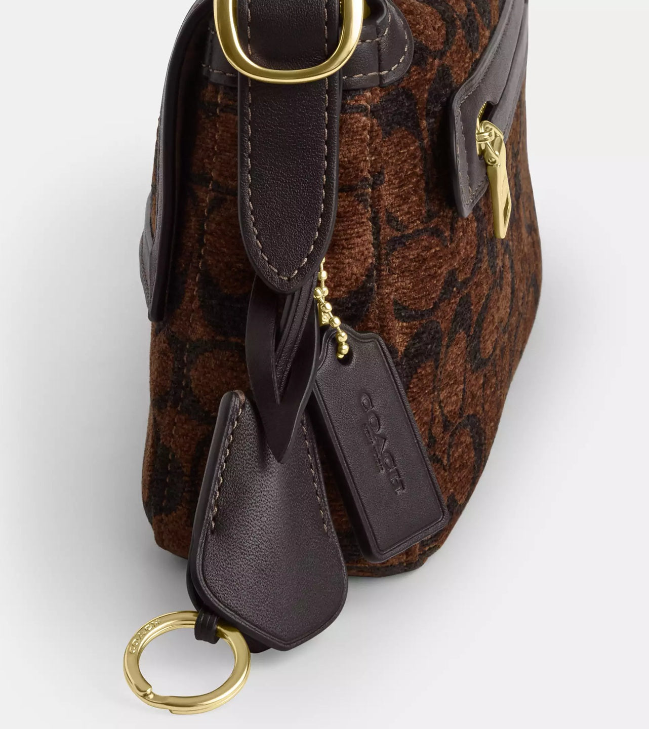 Etta Small Flap Shoulder Bag In Signature Chenille Truffle Coach