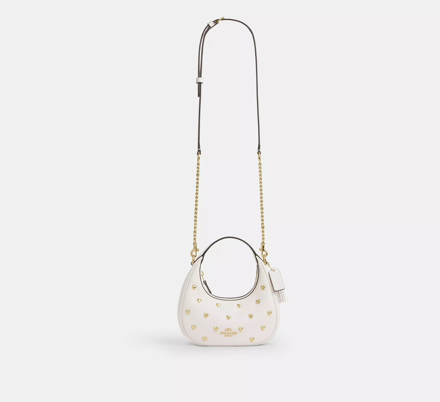 Carmen Mini Crossbody Bag With Heart Rivets Gold Chalk Coach