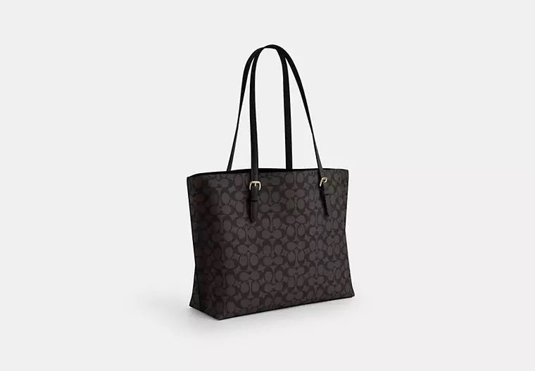 Mollie Tote Bag In Signature Canvas Walnut Black Coach