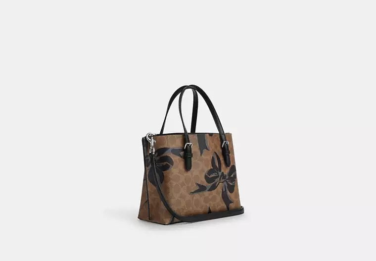 Mollie Tote Bag 25 In Signature Canvas With Bow Print Black Coach