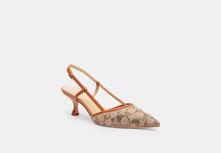 Rosie Slingback In Crystal Signature Jacquard Burnished Amber Coach