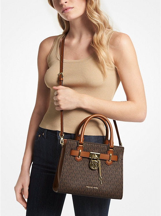 Hamilton Small Logo Satchel Brown Michael Kors