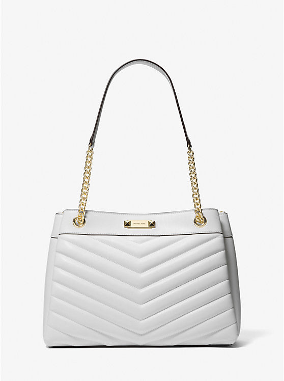 Whitney Medium Quilted Tote Bag White Michael Kors