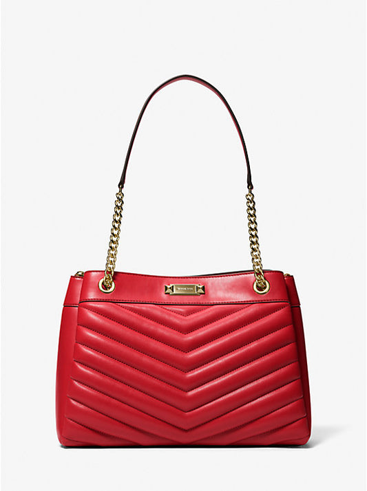 Whitney Medium Quilted Tote Bag Red Michael Kors