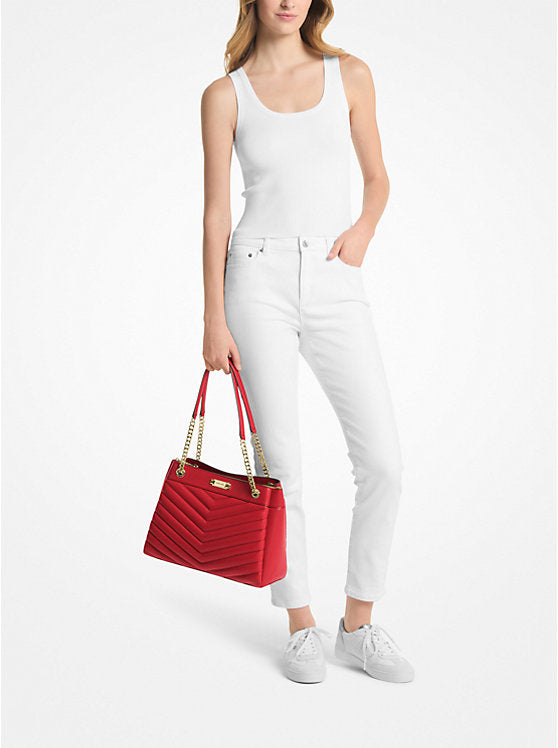 Whitney Medium Quilted Tote Bag Red Michael Kors