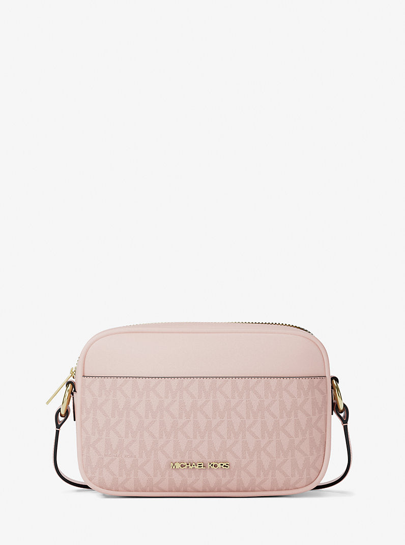 Jet Set Small Signature Logo Camera Crossbody Bag Powder Blush Michael Kors