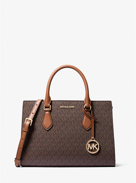 Sheila Medium Logo Satchel Brown Michael Kors