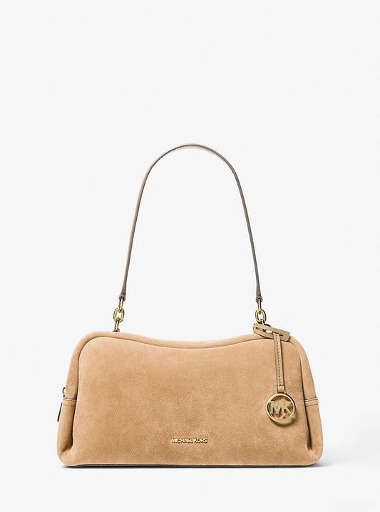 Cecily Medium Suede Shoulder Bag Camel Michael Kors