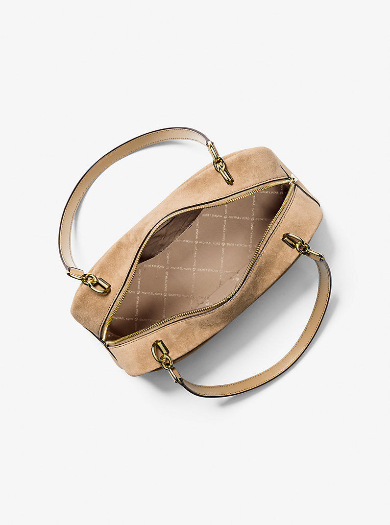 Cecily Medium Suede Shoulder Bag Camel Michael Kors