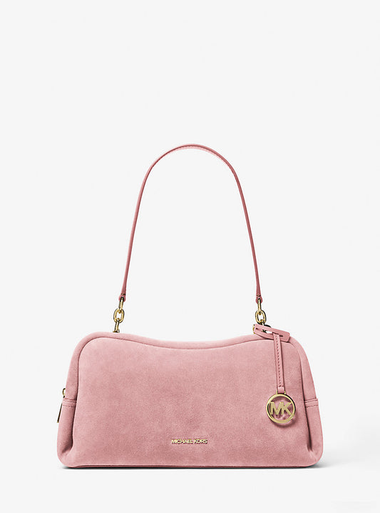 Cecily Medium Suede Shoulder Bag Powder Blush Michael Kors